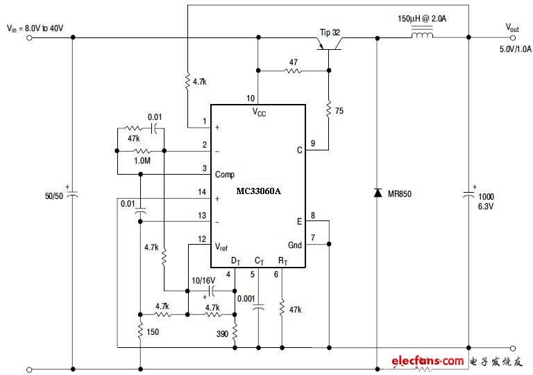 图 4 MC33060 的降压斩波电路