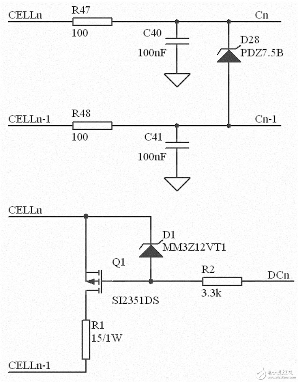 电压采集及均衡电路