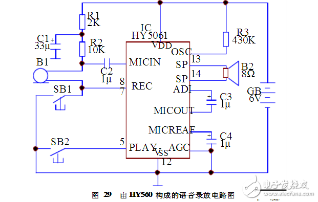 由HY560构成的语音录放电路模块设计