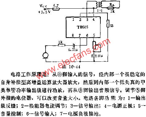 TB505助听器电路的应用电路图  www.elecfans.com