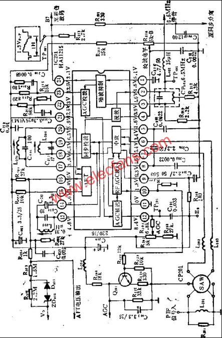 LH11215原理方框图及外转电路图  www.elecfans.com