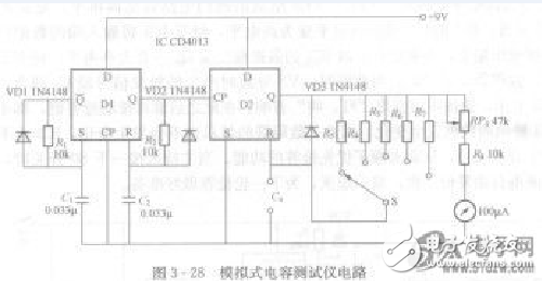 基于cd4013模拟式电容量测量仪