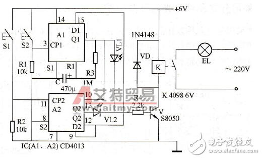 cd4013楼梯延时照明灯的应用