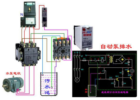 液位继电器排水接线图(图文详解) - 电工仪表电路图