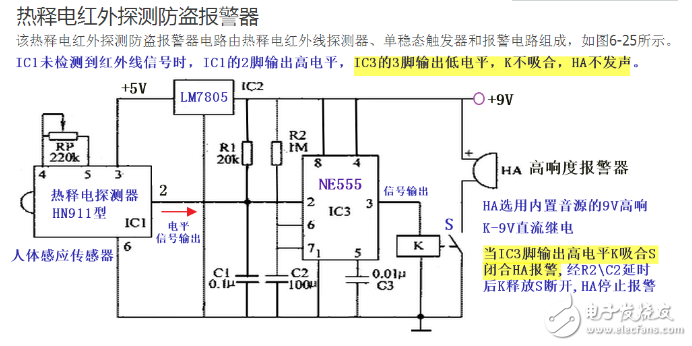 人体感应报警器电路图大全（七款模拟电路设计原理图详解）