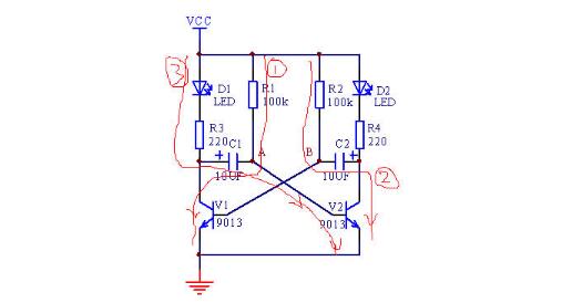 多谐振荡器双闪灯电路设计与制作