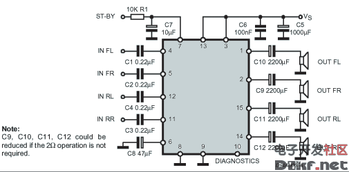 TDA7375典型应用电路