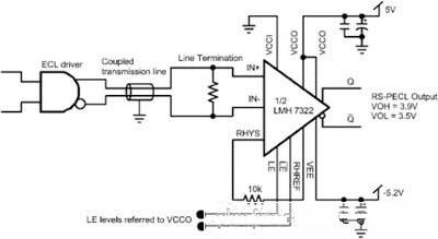 LMH7322:ECL到RSPECL的电平变换