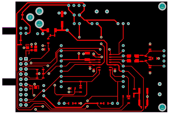 图6.atab657xa开发板pcb设计图:顶层铜和丝印